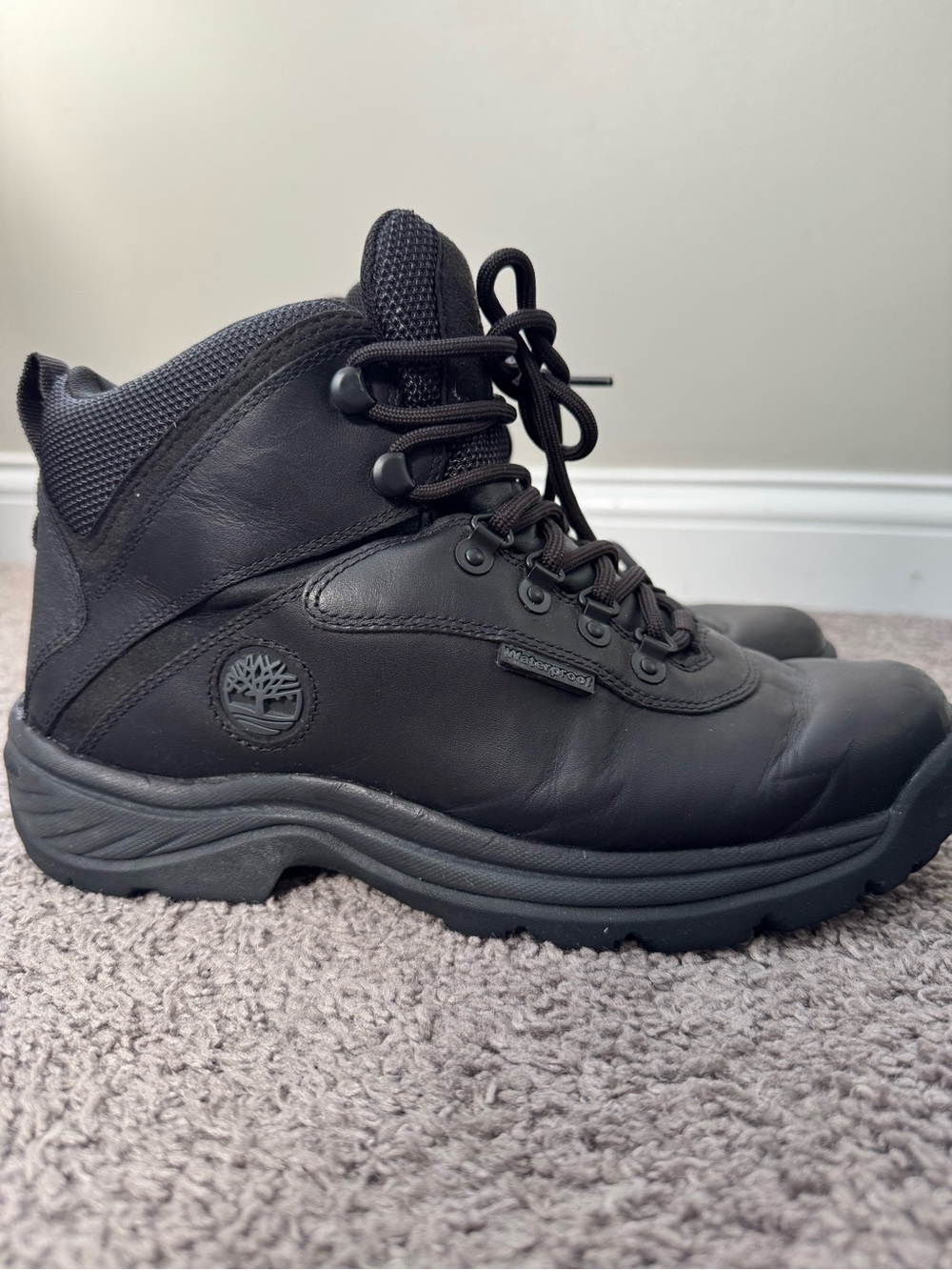 Timberland Men's Black Leather Waterproof Work Boots